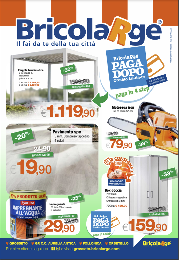 VOLANTINO BRICOLARGE GROSSETO-FOLLONICA-ORBETELLO VALIDO DAL 13.03 AL 28.04.2025
